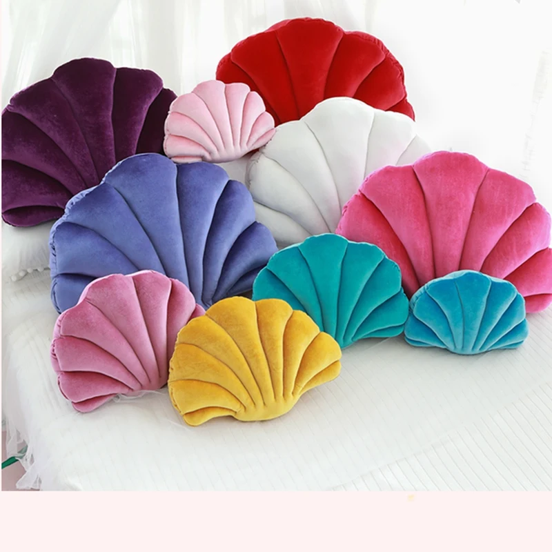 Popular Korean Velvet Shell Simulation Plush Pillow Full Colorful High Quality Cushion Big Size Home Photo Decor Special Gift