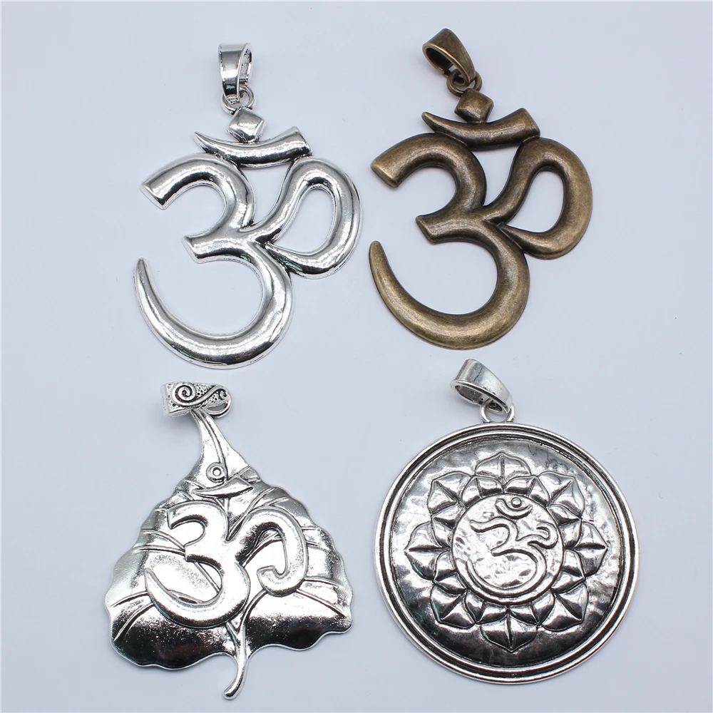 1pcs Big OM Pendant For Necklace Making Large Lotus Yoga Om Symbol Charms Pendant DIY Handmade Jewelry Making Accessories