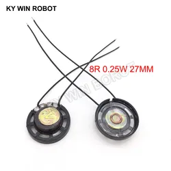 2pcs/lot New Ultra-thin Toy-car horn 8 ohms 0.25 watt 0.25W 8R speaker Diameter 27MM 2.7CM With Wire