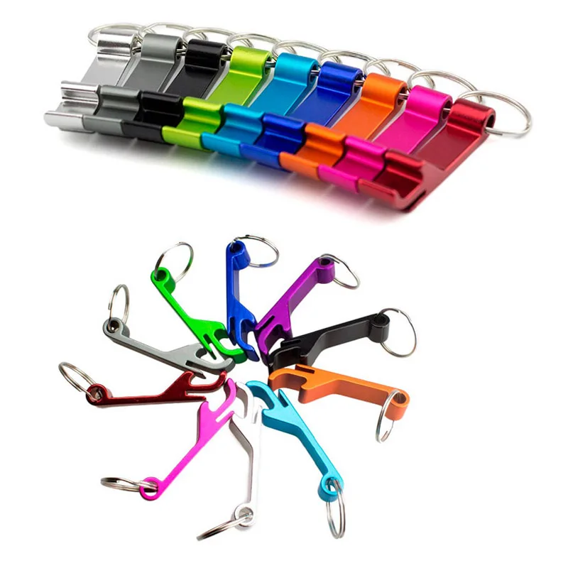 

8 kleuren Aluminium Flesopener Sleutelhanger 4 in 1 Pocket Bier Flesopener kan Gepersonaliseerde Logo Bruiloft Gunst Geschenken