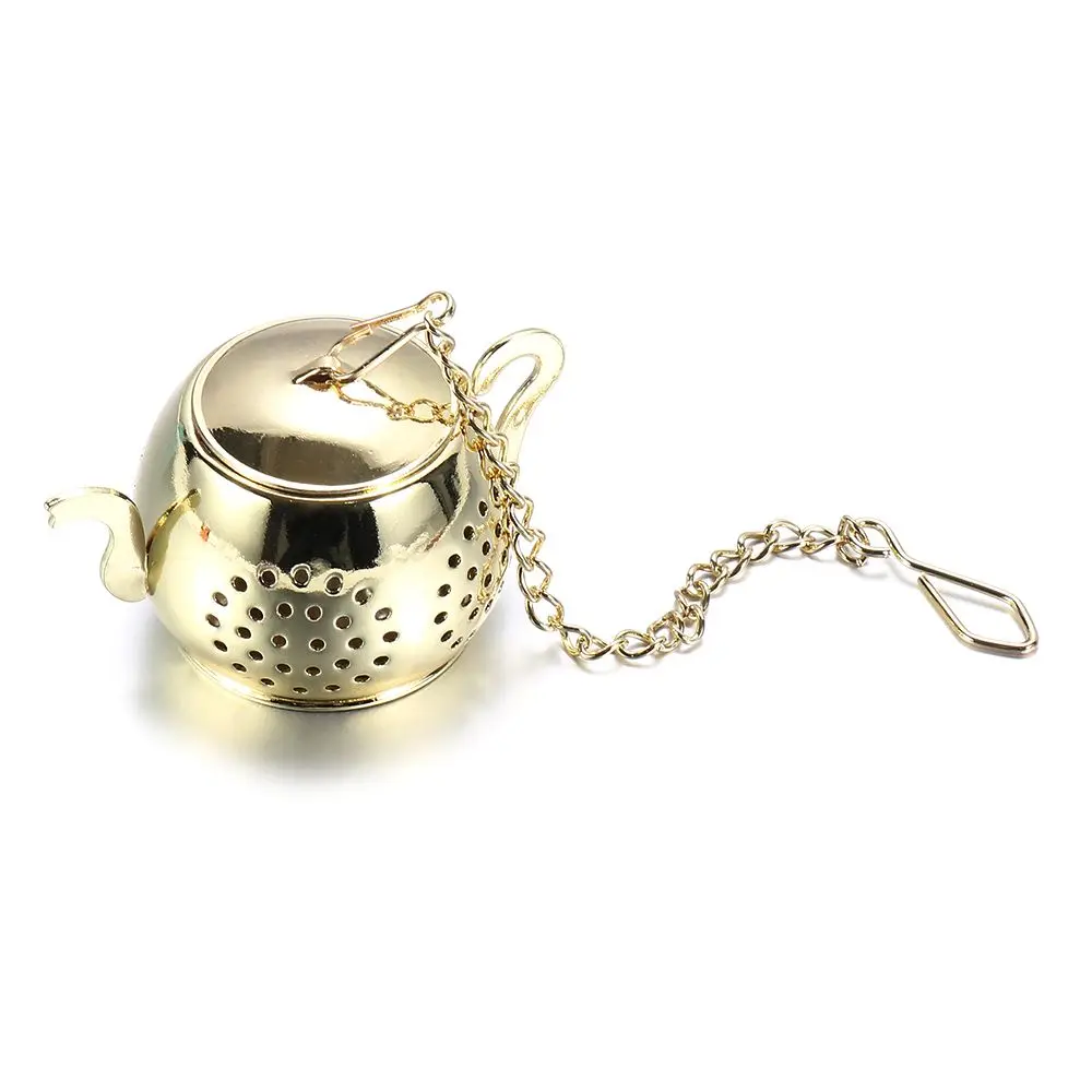 with Chain Kitchen Gadget Teapot Shape Tea Strainer Herbal Spice Filter Tea Infuser Diffuser