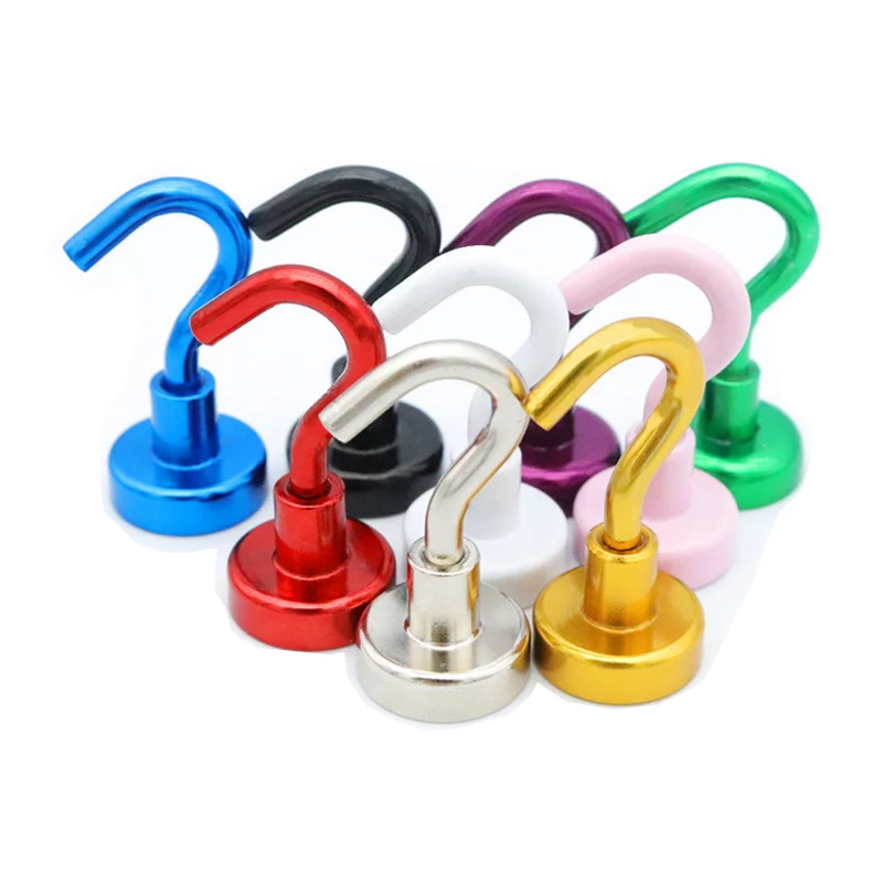 NEW Strong Powerful Neodymium Magnet Hook Salvage Sea Fishing Magnet Colorful Magnetic hook Holder Pulling Mounting Pot withRing