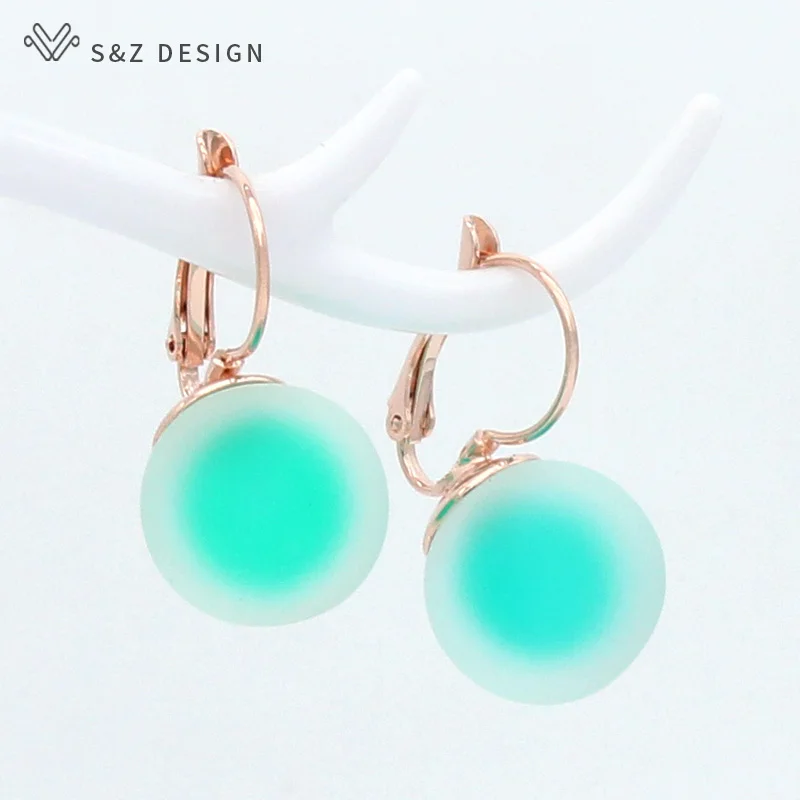 

S&Z DESIGN New Fashion Big Round Dangle Earrings For Women Jewelry Trendy Personality Simple 585 Rose Gold Color Eardrop