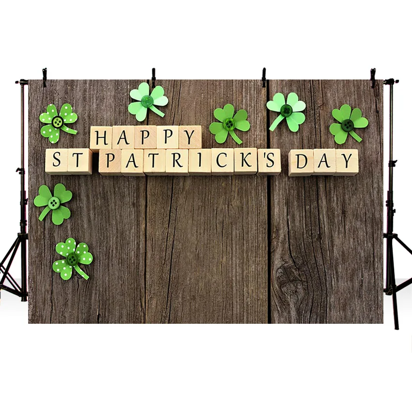 Happy St. Patrick's Day Photography Backdrops Green Hat Clover Gold Coin Board Beer Backgrounds Photo Studio Photozone Photocall