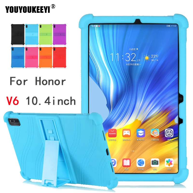 Soft Silicone Adjustable Stand Cover case For Huawei Honor V6 10.4 KRJ-W09 KRJ-AN00 2020 Kids safe Anti-fall case+gift