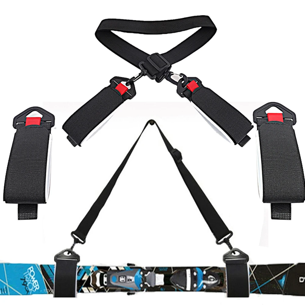 Snowboard Strap Adjustable Ski Pole Carrier Strap Shoulder Carrier Snow Board Carry Strap For Outdoor Sports Skiing Accessories