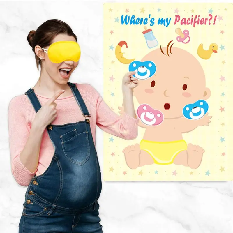 24Pcs /Set Pin The Pacifier On The Baby Game Baby Poster Games For Baby Shower Party Kids Birthday Party Supplies image 2