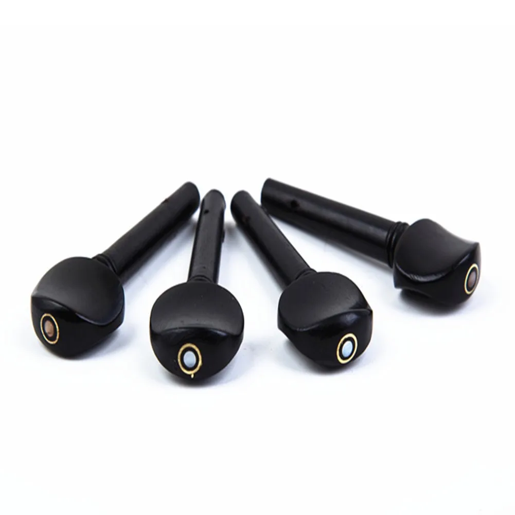 4Pcs Ebony Wood Violin Tuning Pegs Chin Rest End Pin Tuner Tailpiece Set Violins Adjusted Improved Tone Replace Tool Accessories