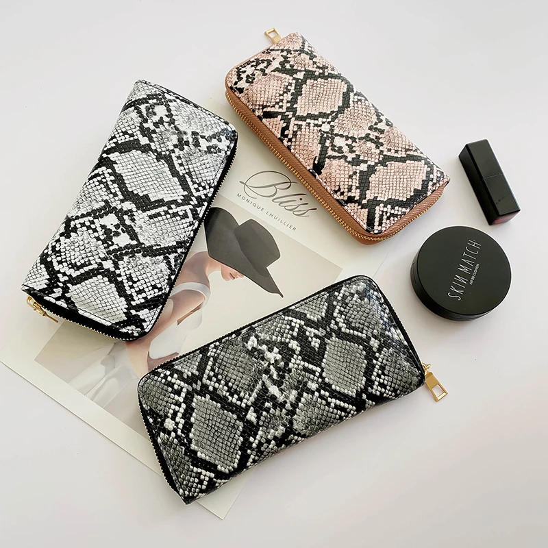 Long Women's Wallet Snakeskin Pattern Coin Purse Card Holder Wallets Female Leather Clutch Money Bag Pu Leather Wallet Purse