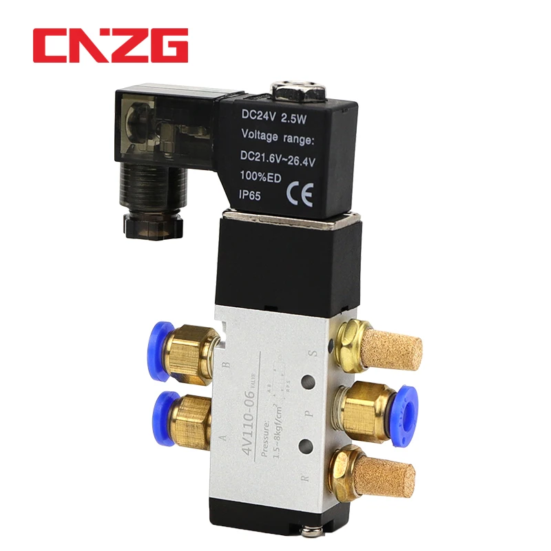 4V110-06 1/8 Bsp Air Solenoid Valve 5 Way Port 2 Position Gas Pneumatic Electric Magnetic Valves DC12V 24V 110 V220V Coil Volt