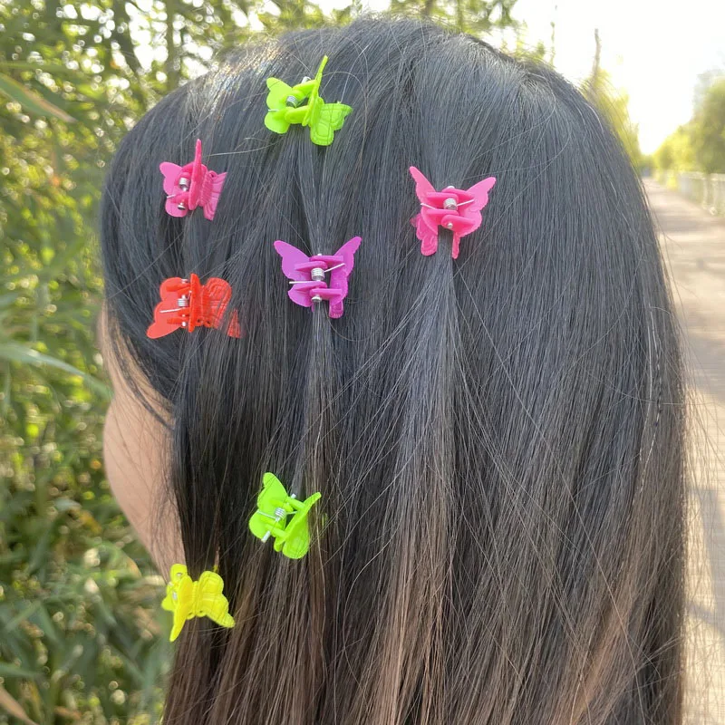 100 pcs /lot Girls Candy Colors Butterfly Mickey Hair Clip Claw Kids Small Hairclip Baby Mini Crown Hair Crab Grip headwear