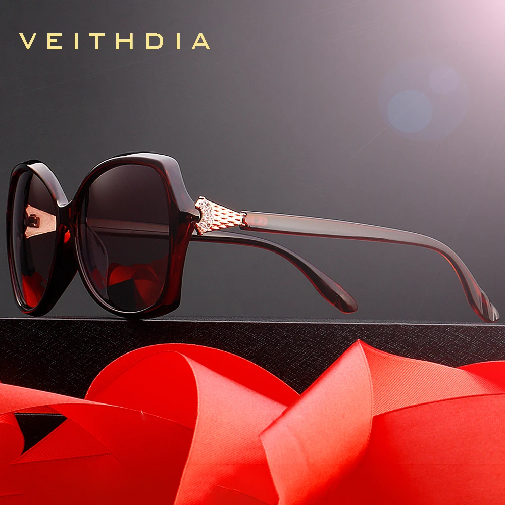 VEITHDIA Retro Women Fashion Sun Glasses Polarized Luxury Crystal Ladies Designer Outdoor Sunglasses Eyewear For Female V3027
