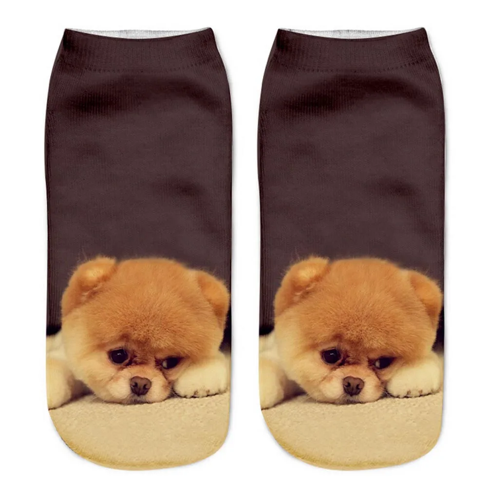 2025 3D Printing Unisex Cute Low Cut Ankle Socks with Harajuku Animal Dog Pattern - Casual Funny Novelty Art Socks for Women and