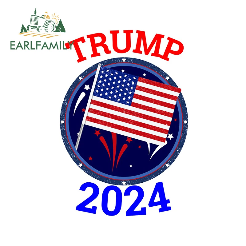 EARLFAMILY 13cm x 9.1cm for Trump 2024 Car Stickers Auto Air Conditioner Decal Funny Waterproof Graffiti Sticker Scratch-Proof