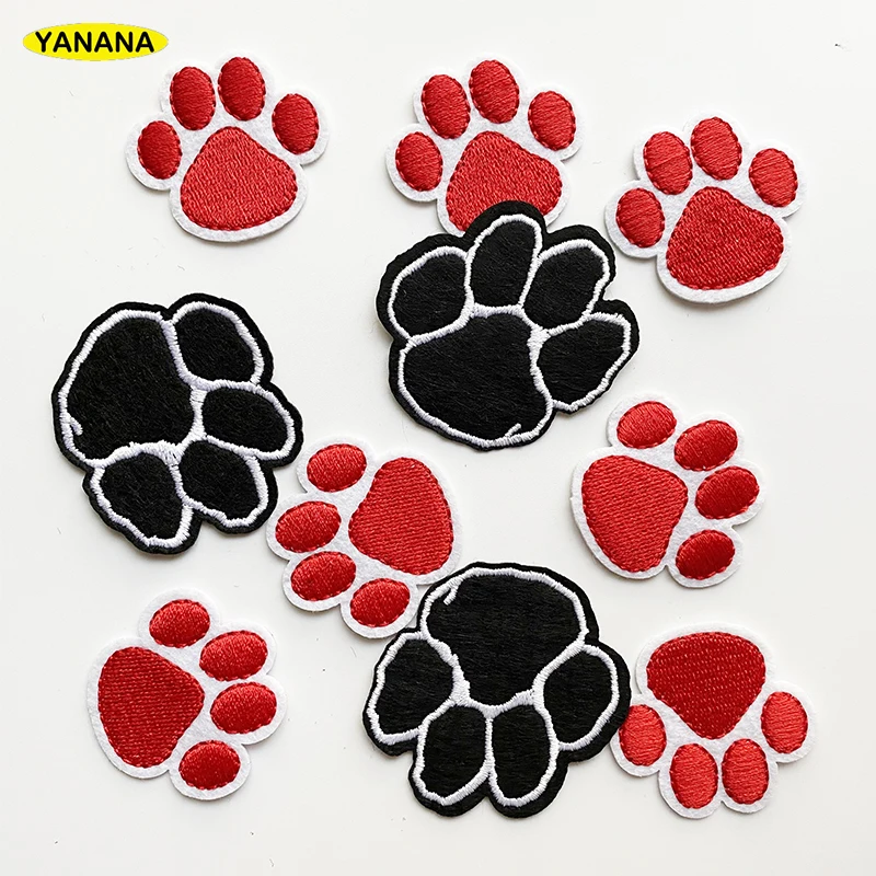 Claw paw Embroidered Patches for Clothing DIY Stripes Applique Clothes Stickers Iron on Badges