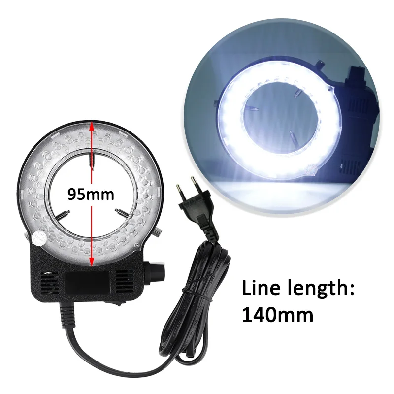 Microscope LED Ring Light Adjustable Brightness Dustrial Microscope Camera Light Source Illumination White/Black EU/US