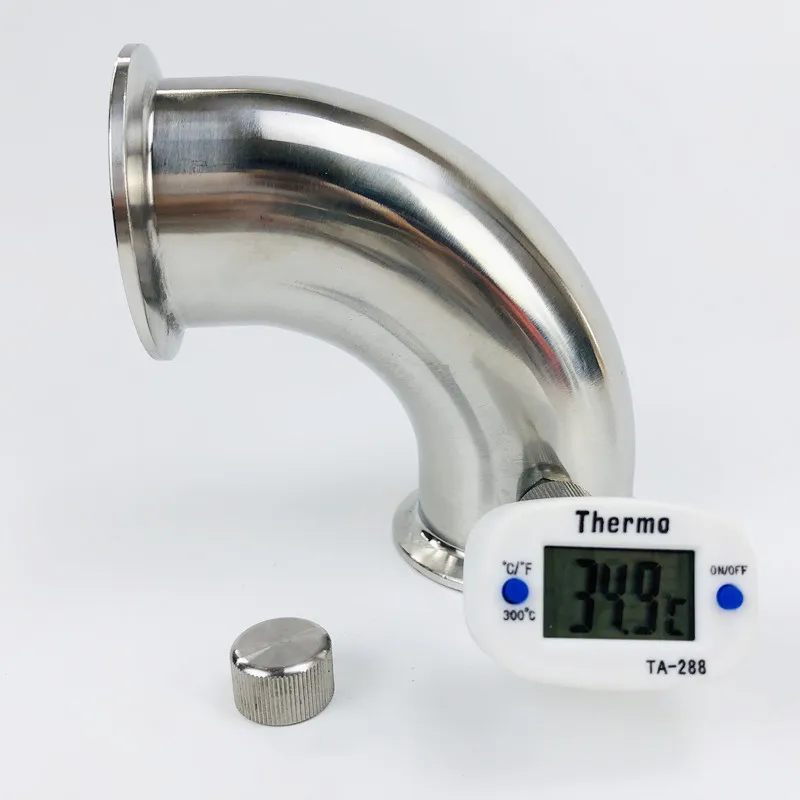 

1.5"(38mm)OD50.5mm 90 degree Pipe Bend With Thermowell Nipple And Plug,Tri-clamp Connection Elbow Pipe Fitting,SS304