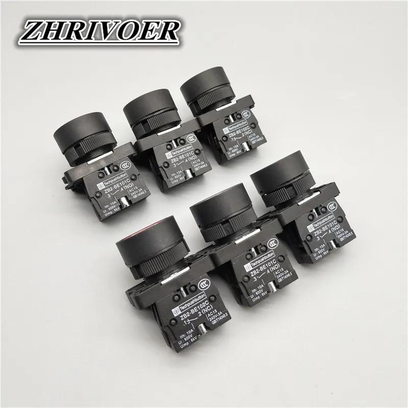 22mm XB2 interruttore a pulsante in plastica momentaneo/auto-reset con simbolo Stop Start arrow 10A/600V