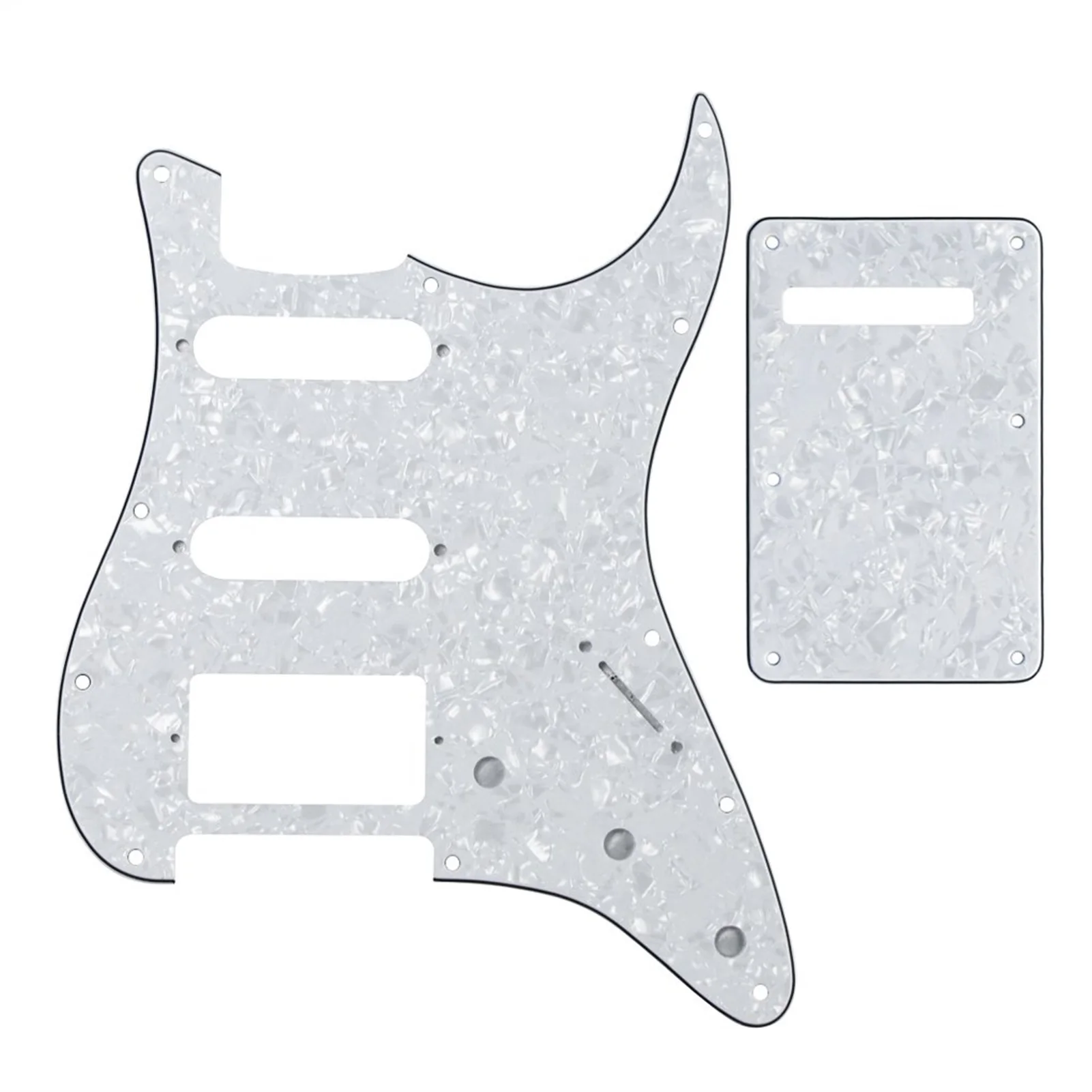 

Set Of ST SSH HSS Electric Guitar Pickguard Scratch Plate Back Plate White Pearl 4Ply & Screws For Guitar Parts