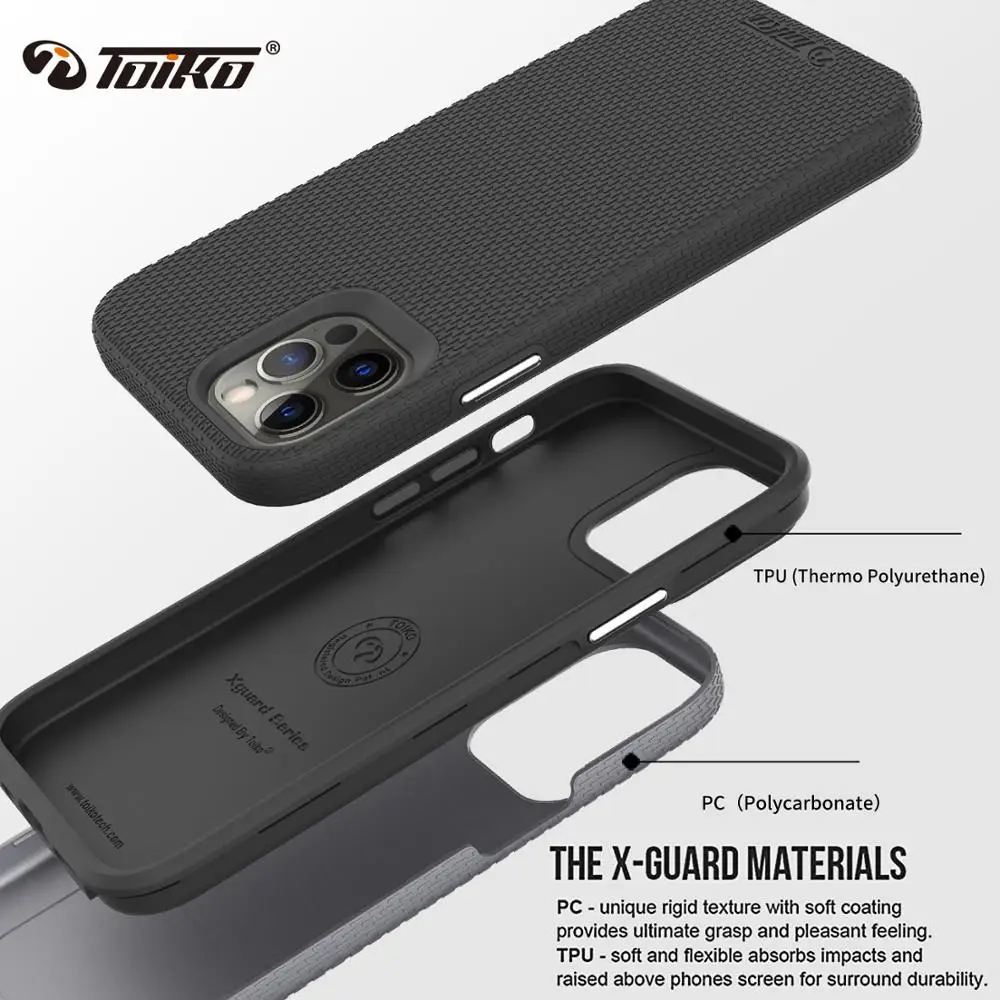 TOIKO X Guard Dual Layer Protective Case for iPhone 12 Pro Max Shockproof Cover iPhone 12 Pro Armor Bumper PC TPU Hybrid Shell