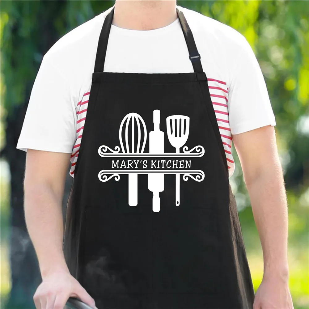 Personalized Cooking Apron, Funny Dad Gift For Grill Chef Man, Custom Name 70x80cm Man Home Kitchen Apron, Unique Gifts