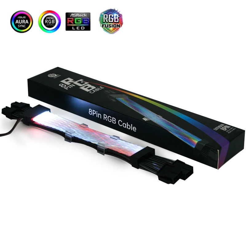 RGB Rainbow Cable Motherboard 8P(8+8) GPU Extension Cable, 24PIN Extension Cord ,Neon line Support MOBO AURA SYNC 5V A-RGB