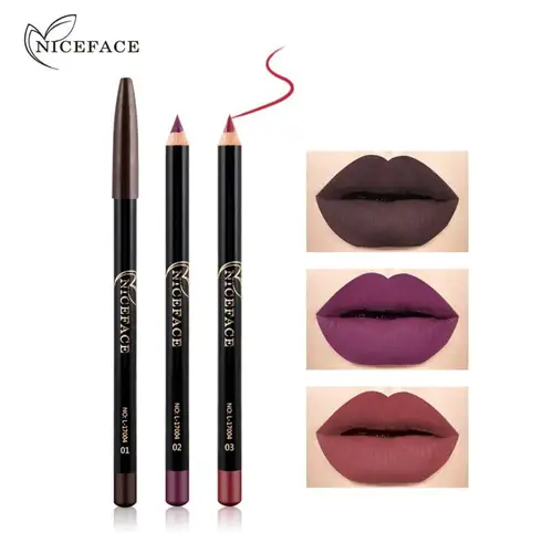 NICEFACE-lápices de labios mate, 12 colores, delineador de labios desnudo, lápiz labial resistente al agua, delineador de labios de larga duración, cosméticos de maquillaje