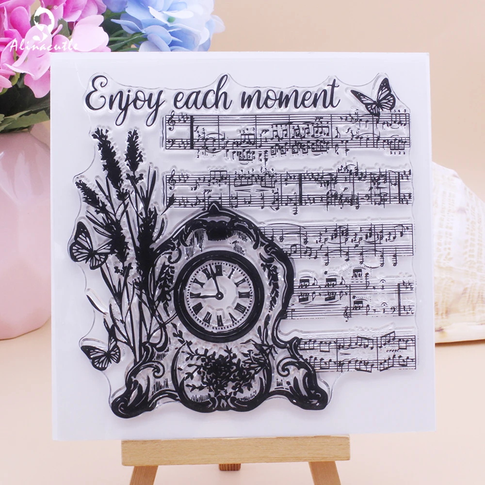 Aluminium klare Briefmarken Vintage Momente Uhr Hintergrund Scrap booking Karte Album Papier Handwerk Gummi transparente Silikon Briefmarken