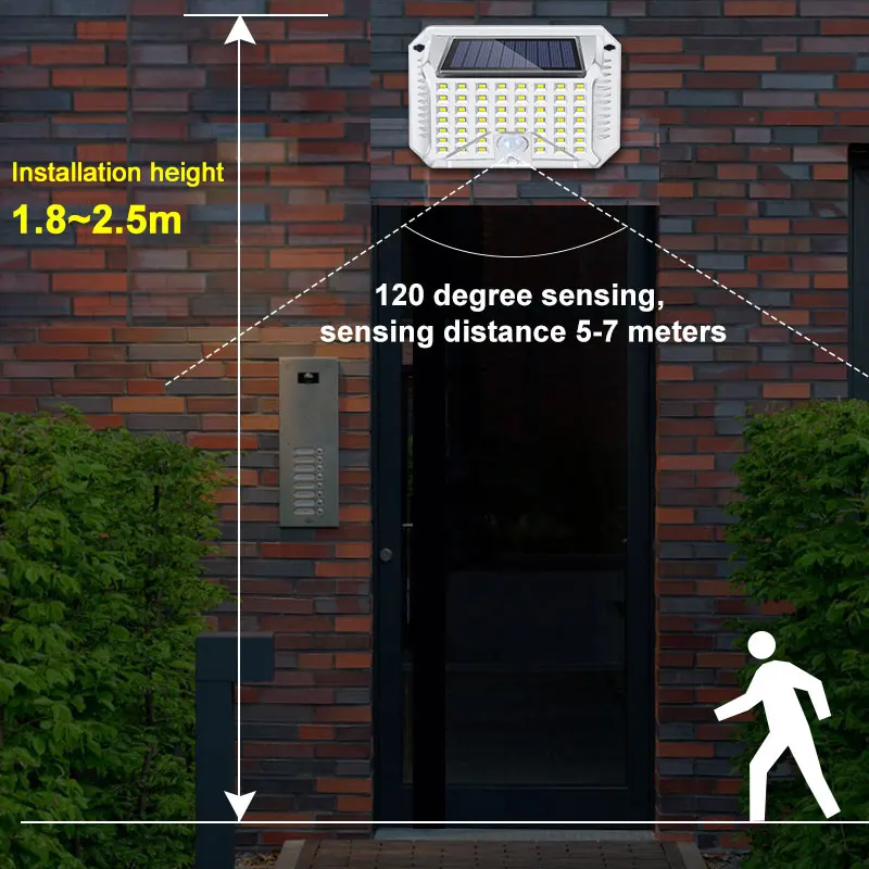 LED Solar Lights Outdoor Solar Lamp With 3 Light Mode Waterproof Motion Sensor Security Lighting for Garden Patio Path Yard