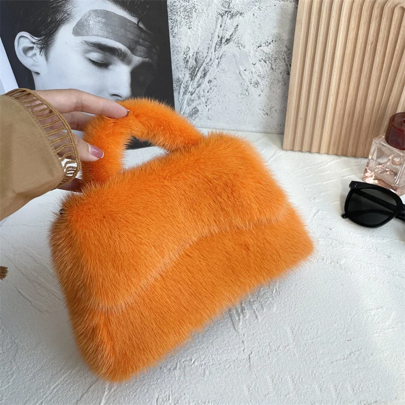 Luxury Designer Fur Bag 2023 Mink New Small Handbag Women\'s Fashion  Mini Crossbody Shoulder Bag Handbag Real Fur Shoulder Bag