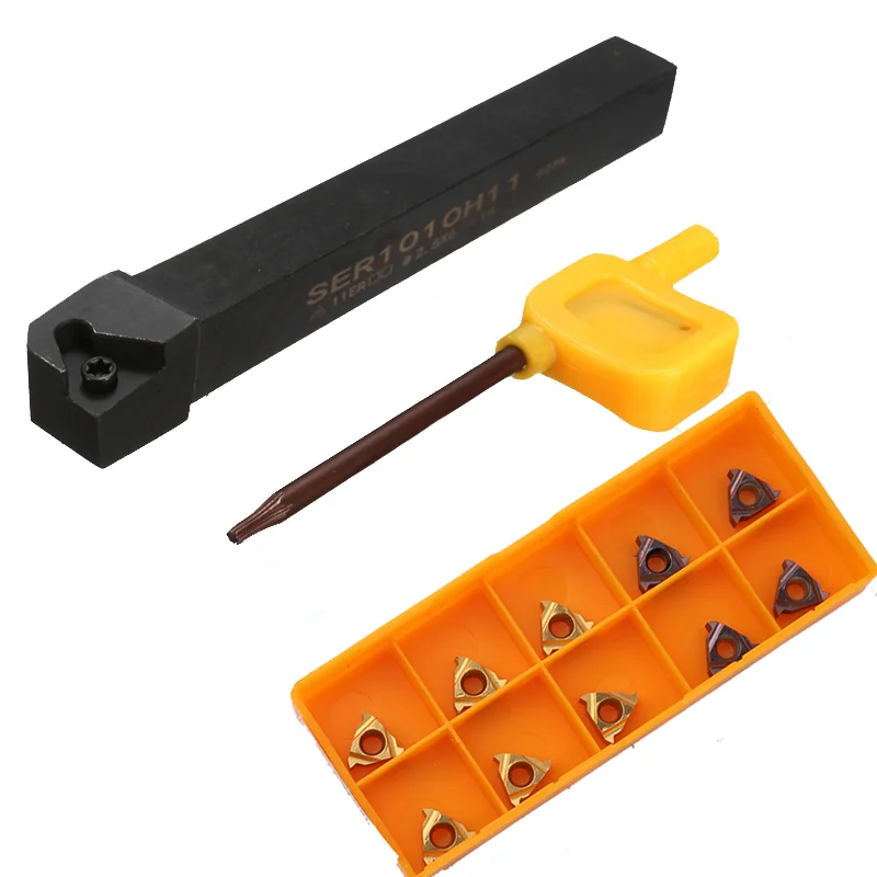 SNR0010K11 SER1010H11 Thread Turning Tool Holder 11IR 11ER AG60 UE6020 Carbide Inserts  With Wrench  Turning Tool Holder Set