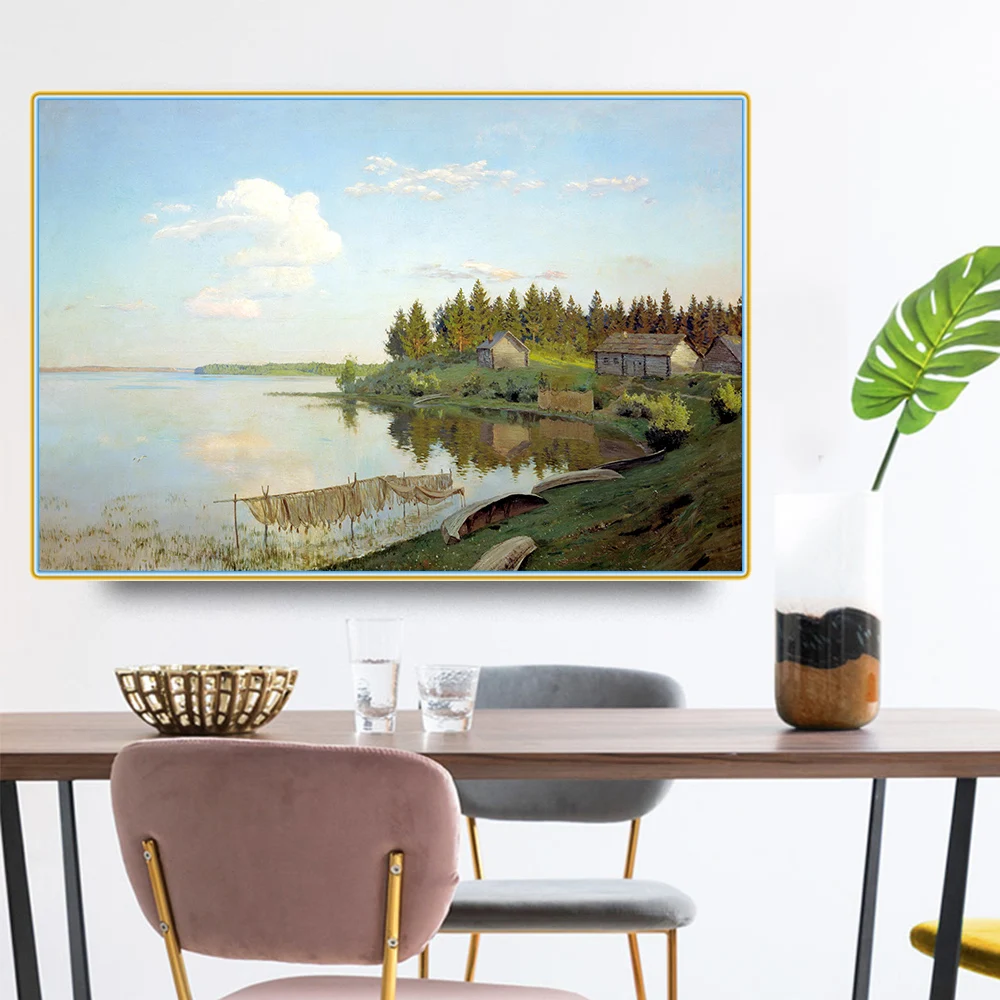 

Citon Levitan Isaak Iliich《Fishing village scenery》Canvas Oil Painting Artwork Poster Picture Modern Wall Decor Home Decoration