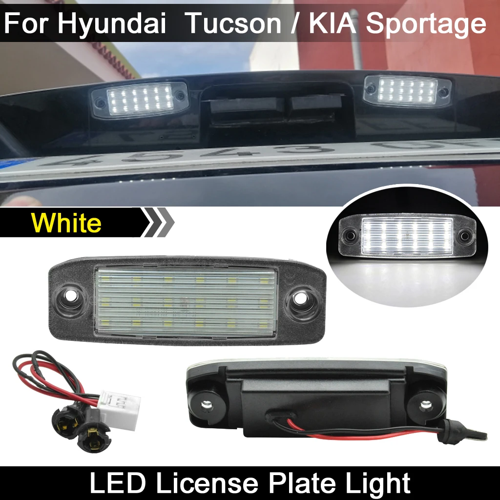 2Pcs For Kia Sportage 2011-2016 For Hyundai Tucson 2005-2009  High Brightness White LED License Plate Light Number Plate Lamp