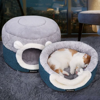 HOOPET Cat Bed House Soft Plush Kennel Puppy Cushion Small Dogs Cats Nest Winter Warm Sleeping Pet Dog Bed Pet Mat Supplies 1