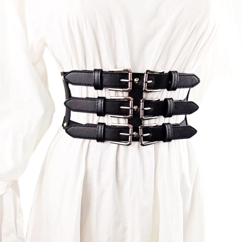 

Women Vintage PU Leather Waist Belt with Adjustable Holes Multi Layer Belts Dropshipping