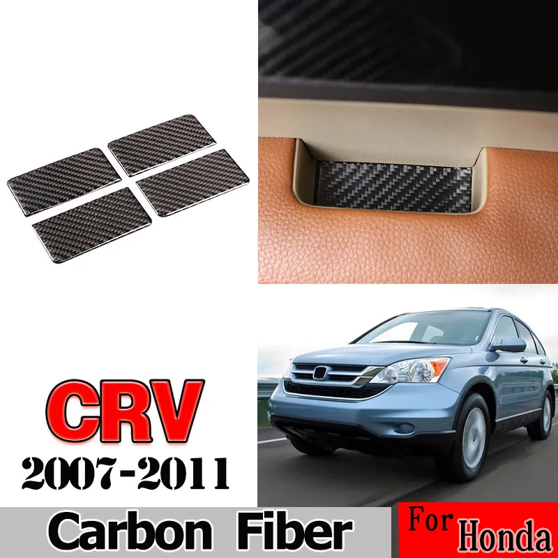

For Honda CR-V 2007-2011 Real Carbon Fiber 3D StickerInner door armrest storage box gasket Trim Interior Car Accessories