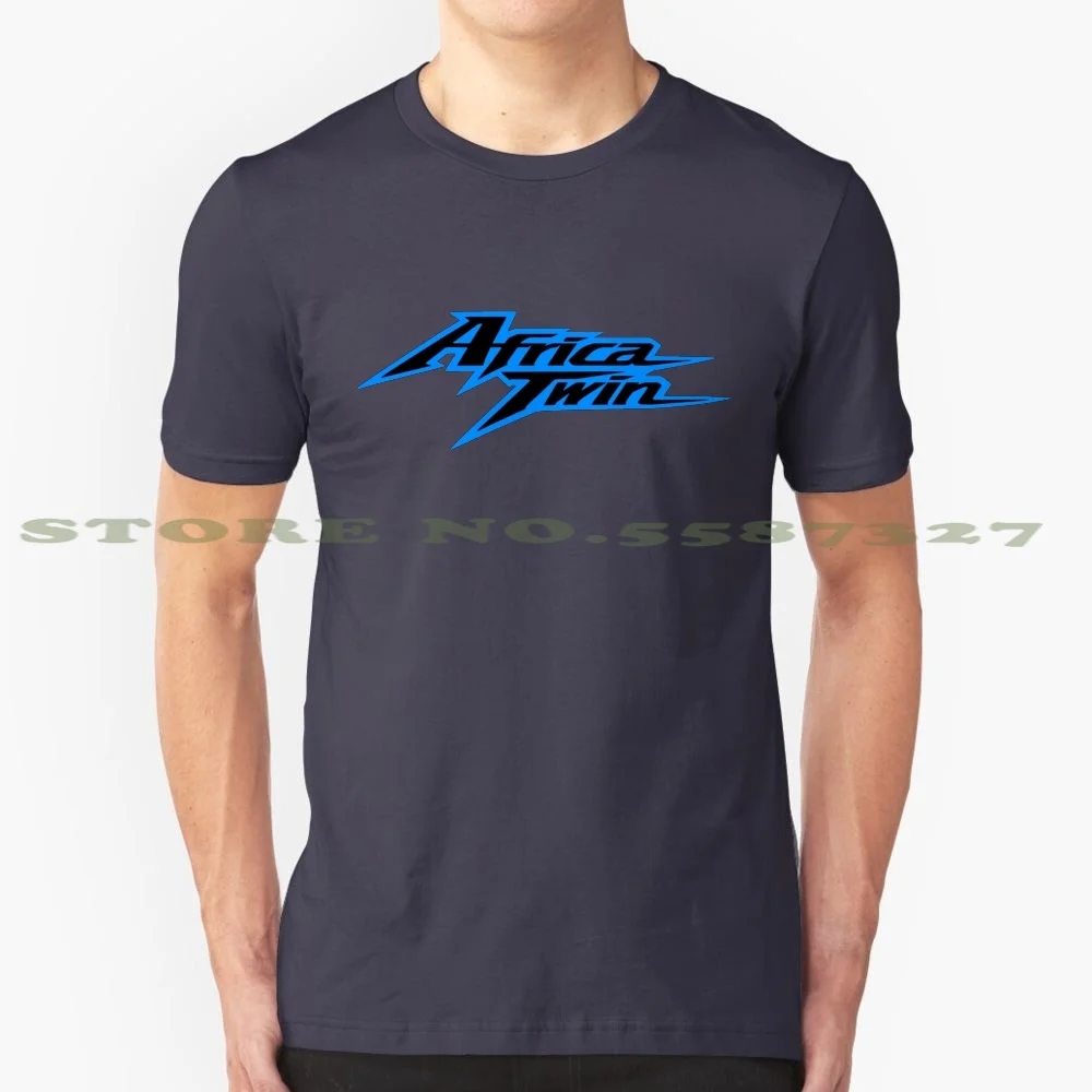 Africa Twin Blue And Black Fan Art Logo 100% Pure Cotton T-Shirt Burningrabbit Africa Twin Hrc Motorcycle Motorbike Motard