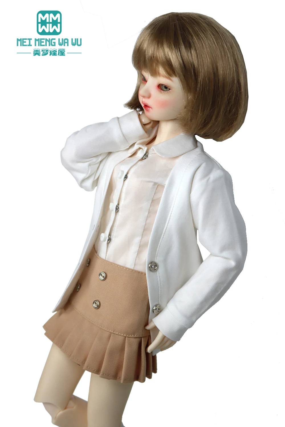 BJD Quần Áo 43CM 1/4 MSD Búp Bê BJD Accessoreis Đồ Chơi Bóng Khớp Thời Trang Búp Bê Cardigan, Chân Váy Maxi Xẻ Tà, Giày Da