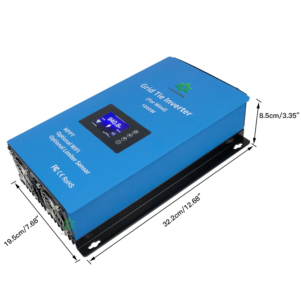 Imagem -03 - Grid Tie Inverter com Limitador para Gerador de Turbina Eólica Onda Senoidal Pura Microinversor de Energia Eólica Fases 24v 48v ac 1000w