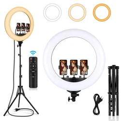 22 Inch LED Ring Light Selfie Fill Lamp 3000-6500K Bi-Color Photography Lighting with Tripod Remote Dimmable Video Ringlight