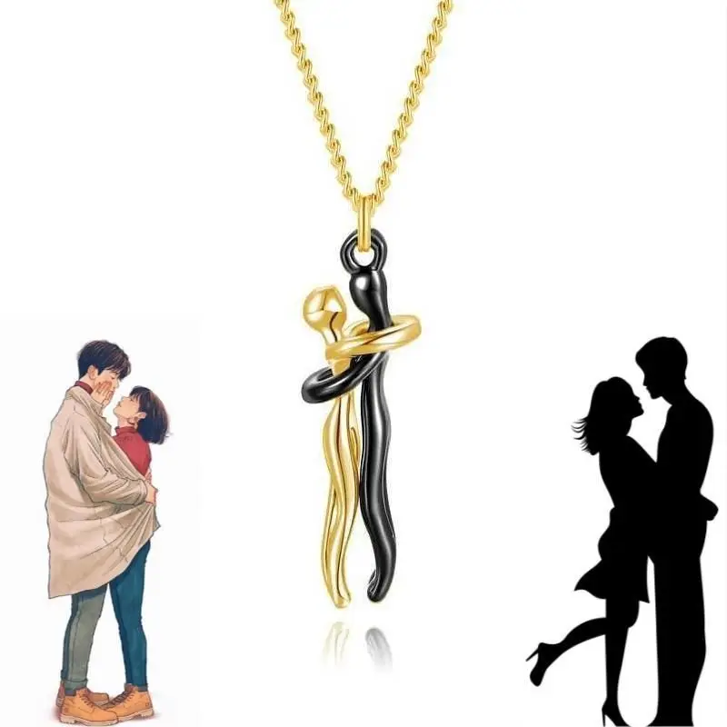 Goth Lovers Necklaces Punk Chain Hug Men Jewelry for Women Hip Hop Aesthetic Fashion Couple Gifts Pendant Chains Romantic Love