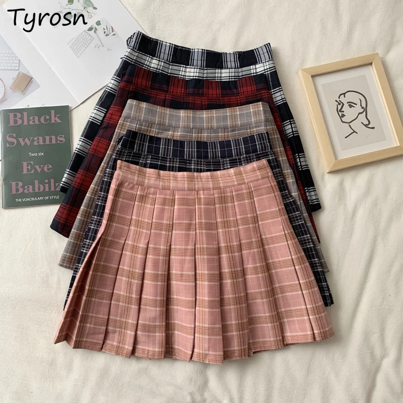 

Women Skirts A-line Pleated Designed JK Preppy Mini Skirt Stylish All-match Schoolgirls Plaid Sweet Japan Style Hot Y2K Kawaii