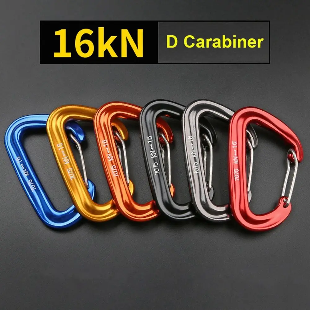 16KN Professional Climbing Carabiner D Shape Mountaineering Buckle Hook Safety Lock Outdoor Climbing Equipment Accessory