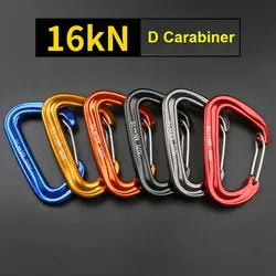 16KN Professional Climbing Carabiner D Shape Mountaineering Buckle Hook Safety Lock Outdoor Climbing Equipment Accessory