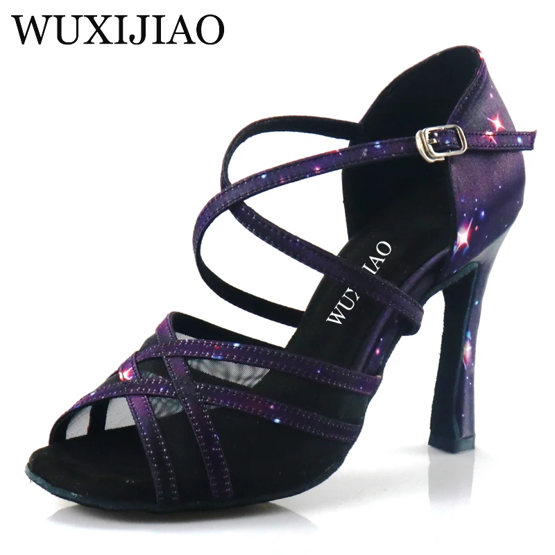 New selection of purple star satin women\'s dance shoes Latin salsa boots Patty ballroom dance shoes women\'s shoes