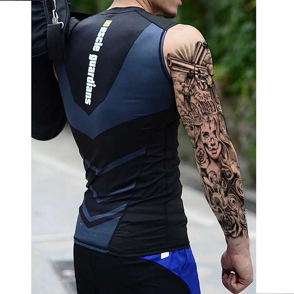 Full Arm Temporary Tattoos Sleeve for Men Women Realistic Fake Tatoo Warrior Lion Mechanical Skull Wolf Rose Tatto Sticker Totem