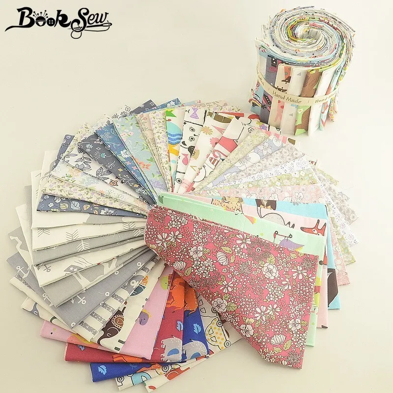 Booksew Fabric Patchwork Sewing Jelly Roll Strip 100% Cotton Fabric Floral Cartoon Animal Telas Tissu DIY Crafts by 1 pcs 5x50cm