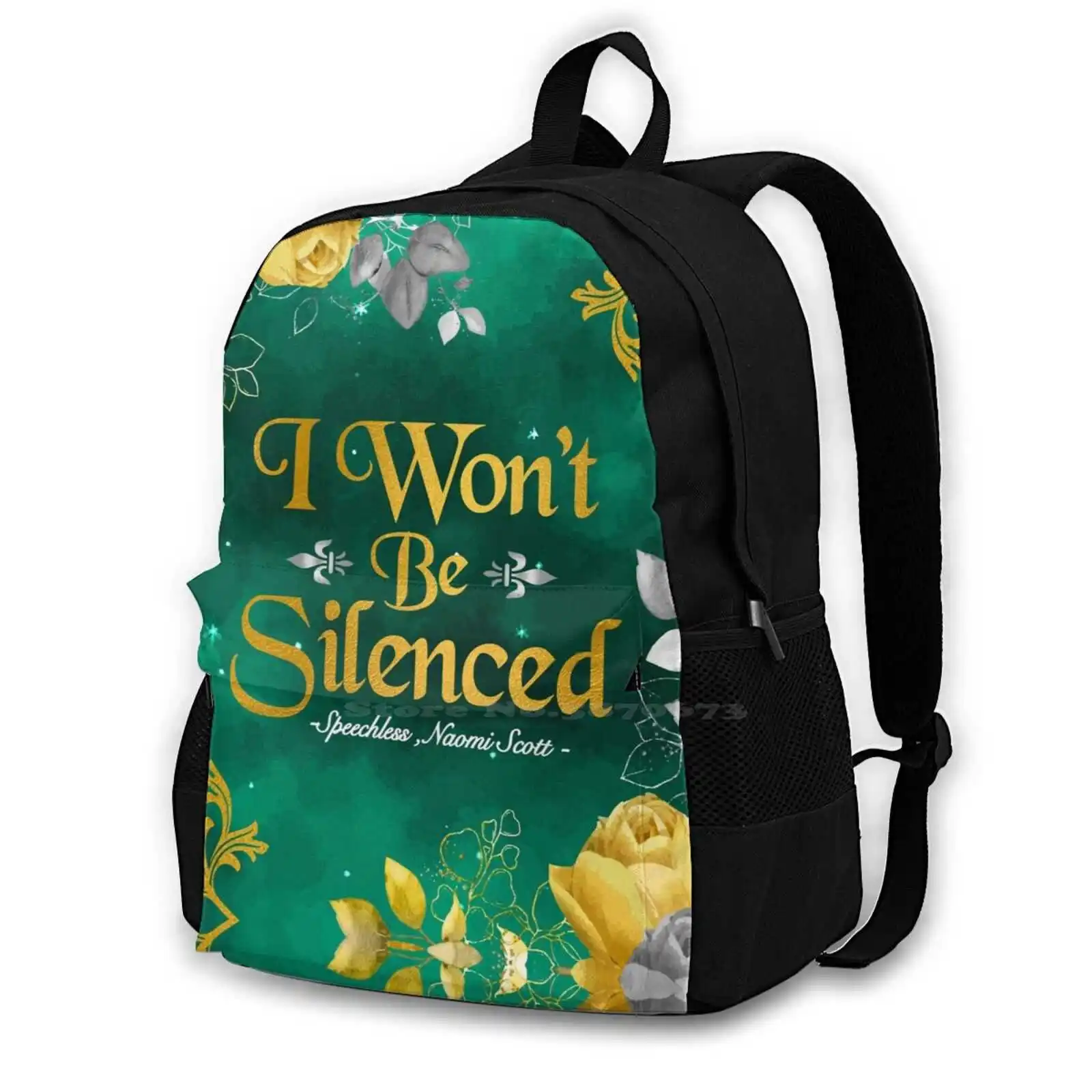 

I Won'T Be Silenced Hot Sale Schoolbag Backpack Fashion Bags Speechless Music Lyric Bookish Art Bookish Quote Book Quotes