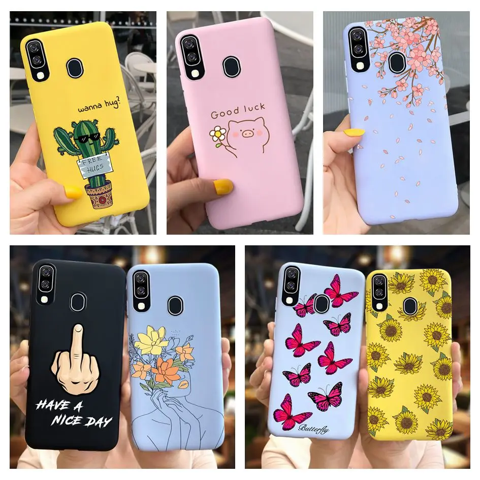 For Cute Samsung Galaxy A40 A405F Case Cactus Butterfly Matte Slim Soft Phone Back Cover For Samsung A40 A 40 2019 GalaxyA40 Bag