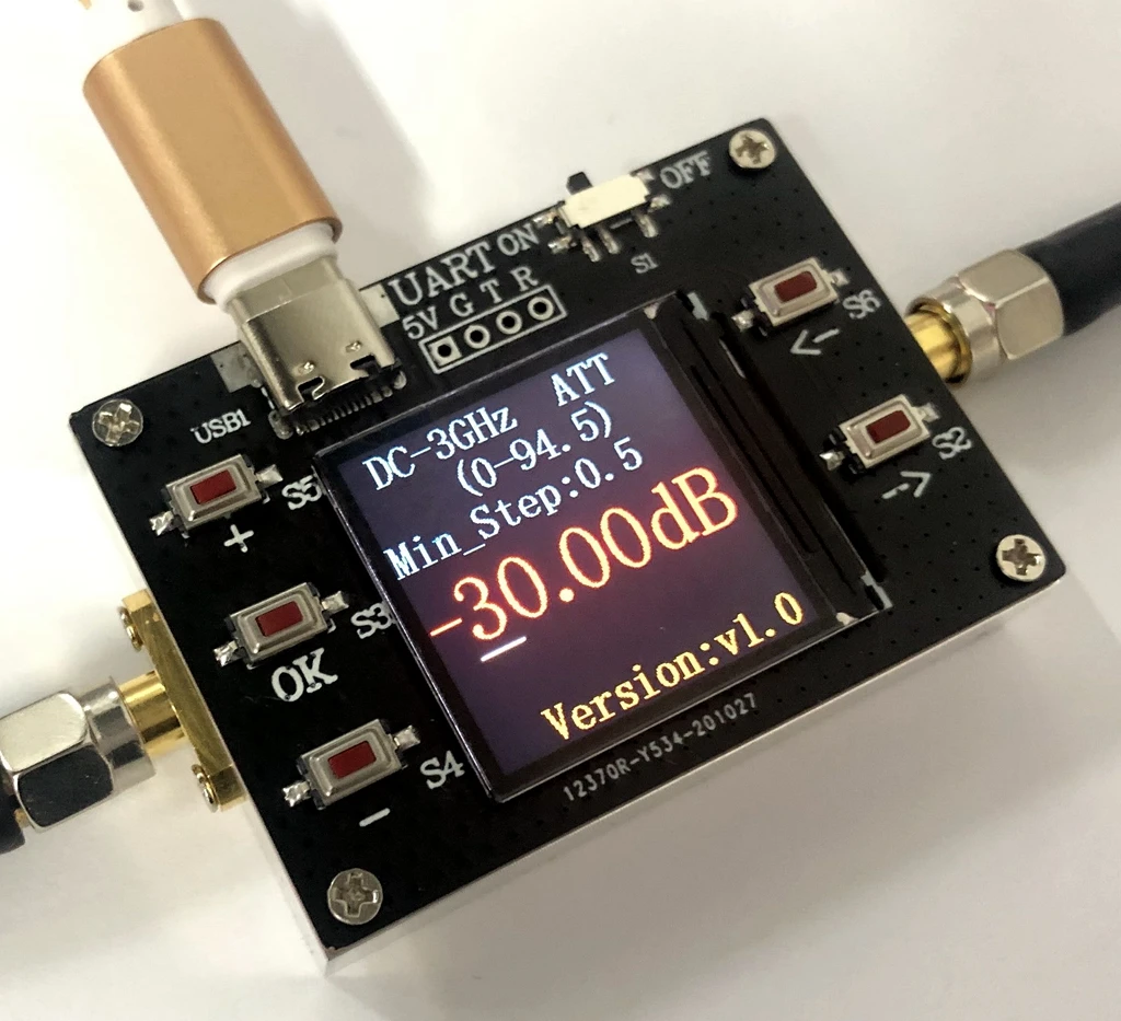 DC-3GHZ 90DB цифровой аттенюатор программа-контроллер 0.5dB шаговый TFT дисплей поддерживает TTL последовательный порт связи